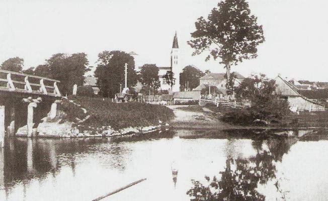 Vaizdas į miestelio centrą nuo Jūros upės, 1935 m.